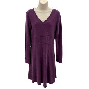 Horny Toad Womens Purple Tomboy Faux Wrap Tencel Blend Long Sleeve Dress Size M
